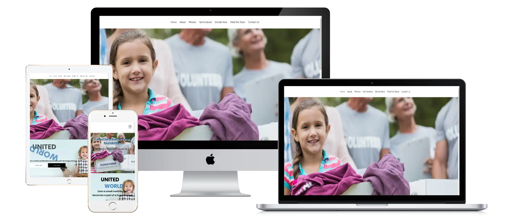 United for a better future foundation website look on all devices