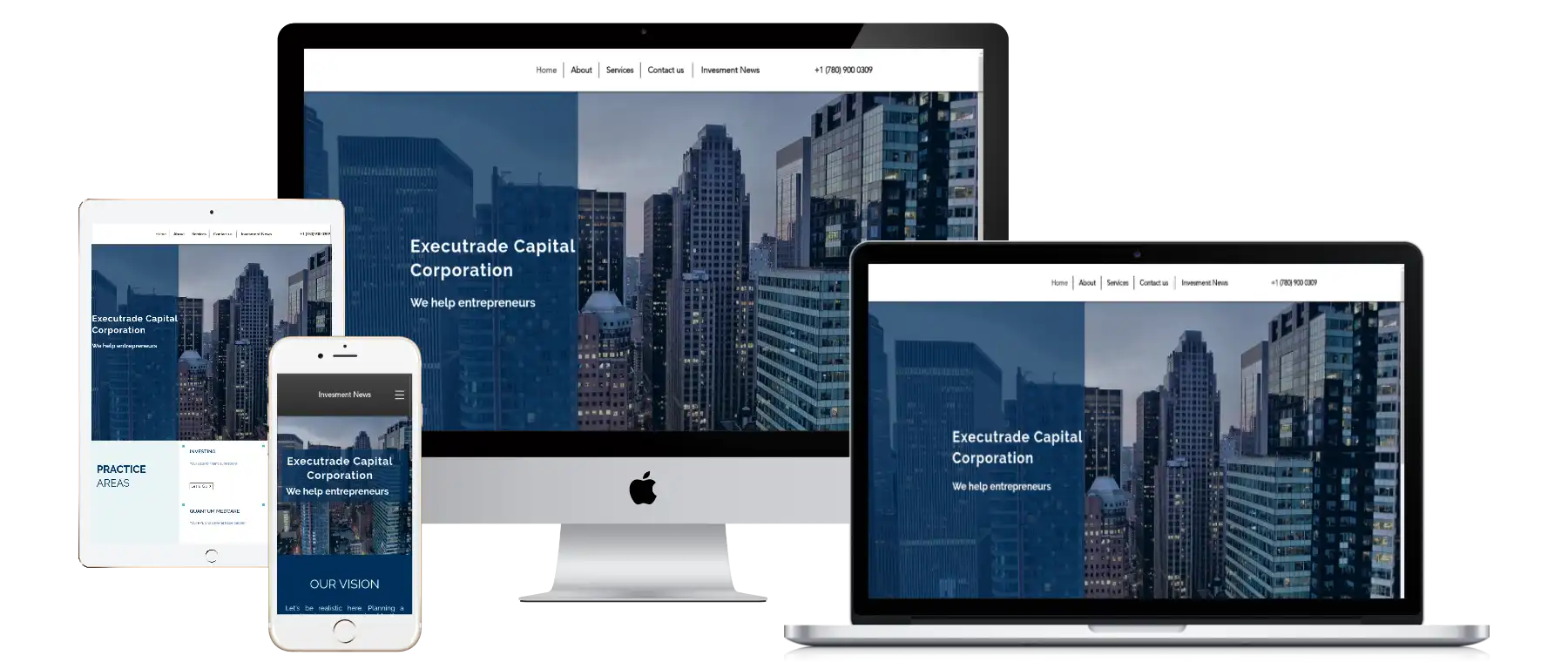 Executrade Capital Corporation website look on all devices